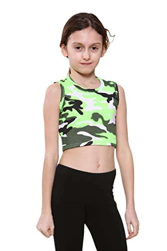 Image of Kids Girls Neon Fluorescent Vest Crop Tops T-Shirt Tee Top Dance Wear Gymnastic Fancy Dress Age 5-14 Years