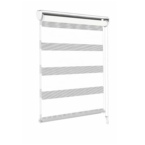 WEIDA | Estores Enrollable | Doble Capa Noche y Día | Tejido de Poliéster y PVC | Control de Luz y Privacidad | Diseño Moderno para Ventanas y Puertas | Tejido Duradero | 180x80 cm (1, Blanco)