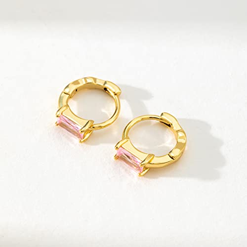 Image of DAILY VIBES Dainty Butterfly Cross CZ Small Huggie Hoop Earrings for Women | Hypoallergenic, 14K Gold Plated Hoops, Tiny Cubic Zirconia, Cartilage Hoop Earrings for Women Trendy