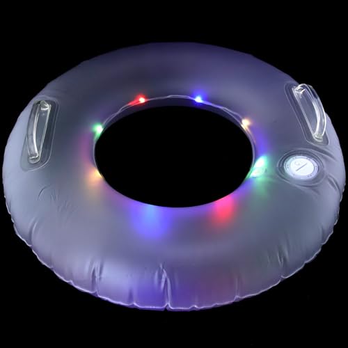 Kisangel Portable Inflatable Pool Floating Ring Luminous Swim Ring with Handles Essential Outdoor Swimming Aid