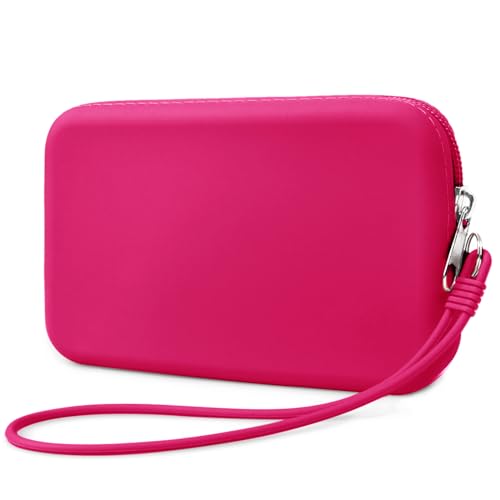 FFpaw Silicone Small Makeup Bag Pouch for Purse Travel Toiletry Bag Cute Portable Cosmetic Bag Waterproof Makeup Storage Bag Mini Zipper Makeup Organizer (Small Rose)