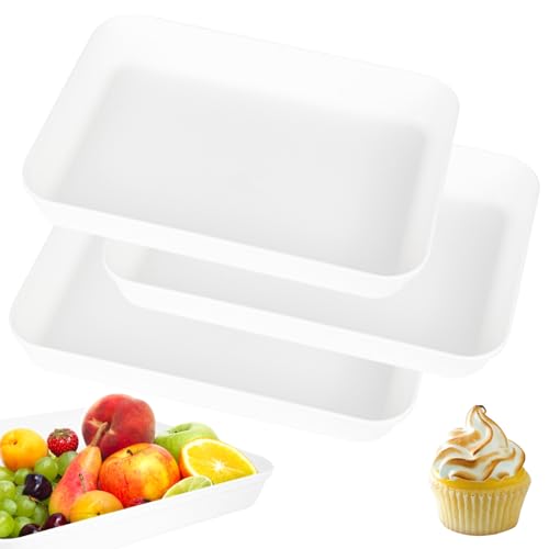 3pcs Kunststoff Serviertablett, 31x 22 x 4 cm Großes Tablett Servierplatten für Party, BPA-freie Wiederverwendbare Lebensmittelschale für Buffets Feiern Picknicks
