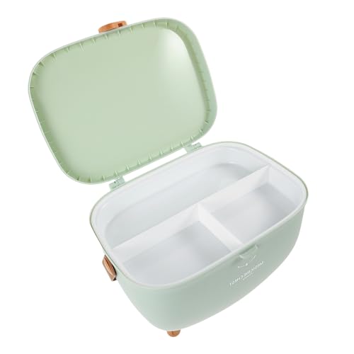 WEKADRIN Botiquín Doméstico Portátil de Gran Capacidad Caja Organizadora de Medicamentos de Plástico Multicapa Color Verde Claro con Bandeja Extraíble para Almacenamiento y Uso en Hogar