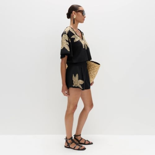 Image of Marks & Spencer Cotton Rich Palm Embroidered Beach Shorts