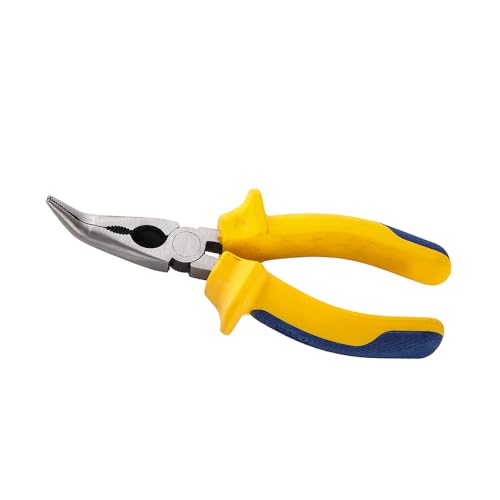 Image of TATA Agrico 6 Inch Bent Nose Plier | Forged C50 Steel Curved Jaws for Tight Spaces | Full Body Hardened | 1000V Certified Insulated TPR Grip Handle | Chrome Finish | Pack of 1