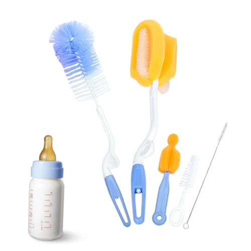 Toyvian 5 Piezas Cepillos Multifuncionales para Limpieza de Biberones y Tetinas para Esponja Suave Sin Rayas Material Seguro y Ecológico Colores Surtidos Color Aleatorio Color Aleatorio