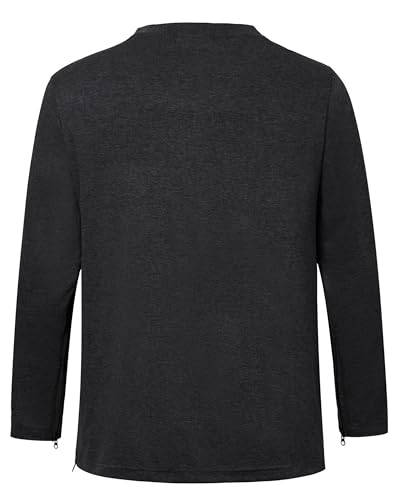 AIFARLD Post Shoulder Surgery Recovery Shirts for Men Full Tear Away Side Zippers Long Sleeve Dialysis Chemo Clothing2