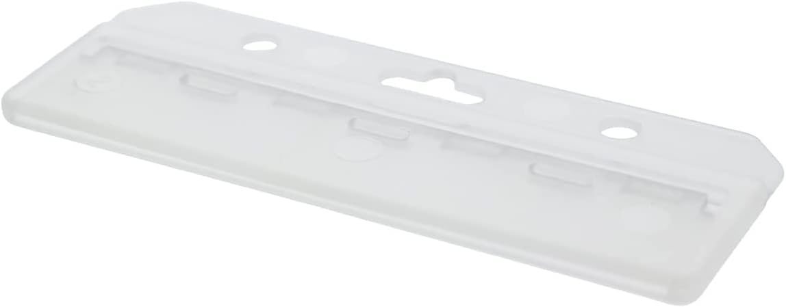 Specialist ID Frosted Rigid Plastic Horizontal Half Card ID Badge Holders - Hard Plastic Easy Access Swipe Card Gripper - Swipeable Badge Holders for Magnetic Strip Office and Student IDs - 50 Pack
