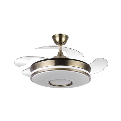 levitantes Ventilador de techo cuero 4 aspas desplegables, temperatura regulable, 34,5/42 x 40/91 cm, 59w 6980lm