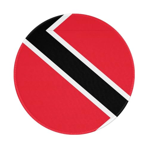 Tapis de souris rond drapeau de Trinité-et-Tobago, base en caoutchouc antidérapant, idéal pour le bureau et les jeux, tapis de souris de bureau 20,3 cm