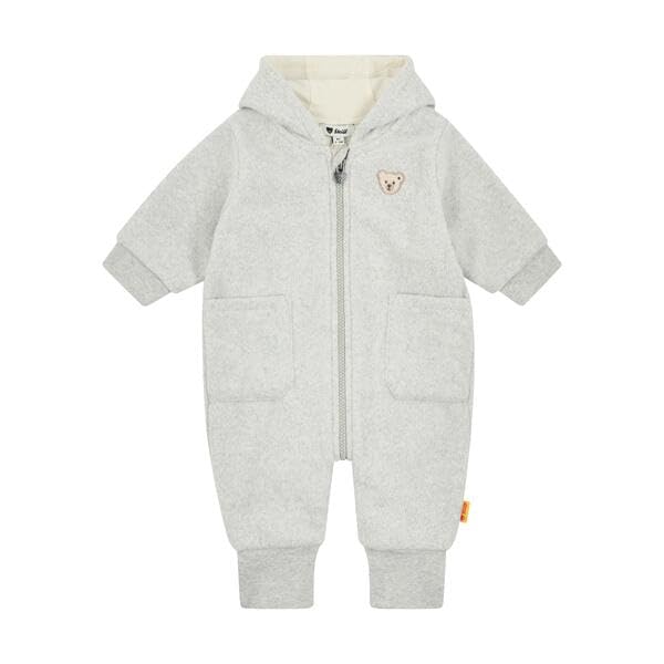 Steiff Strampler langarm EU Größe 68 harbor mist melange, Baby-Strampler, langarm Strampelanzug für Babys, Body langärmelig Einteiler, weicher und bequemer Wickel-Strampler, waschmaschinenfest