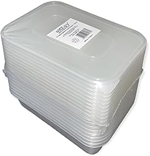 eMKay® Pack of 10 Rectangle Plastic Containers with Lids - Food Storage Containers for Meal Prep - BPA Free, Reusable and Leakproof, Microwave and Freezer Safe Food Storage Tubs (500ml)