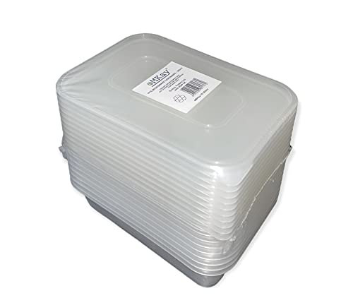 eMKay® Pack of 10 Rectangle Plastic Containers with Lids - Food Storage Containers for Meal Prep - BPA Free, Reusable and Leakproof, Microwave and Freezer Safe Food Storage Tubs (500ml)