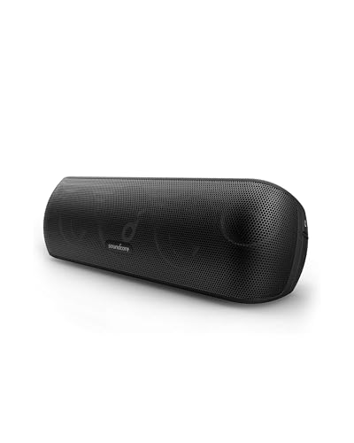 Soundcore Motion+ Bluetooth-högtalare med Hi-Res 30W-ljud, intensiv bas, trådlös Hi-Fi högtalare med app, USB C-anslutning, flexibel EQ, 12 timmars batteritid, IPX7-vattenskydd (svart)