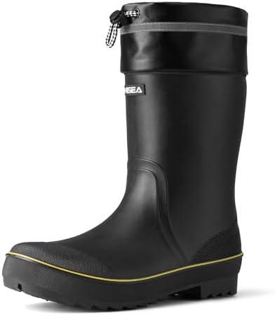 HISEA Men's Waterproof Rain Boots – Lightweight PVC Rubber Mud Shoes