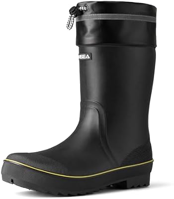 HISEA Men's Waterproof Rain Boots – Lightweight PVC Rubber Mud Shoes