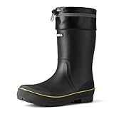 HISEA Men's Rubber Rain Boots Waterproof Durable Non Slip Mid Calf Boots for Garden Fishing Outdoor with Adjustable Closure