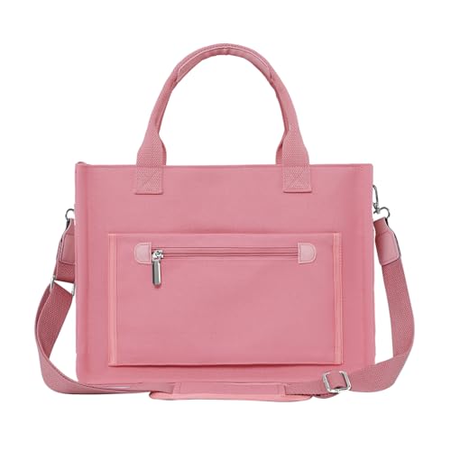 Image of FIORETTO Womens Canvas Tote Bag Purse with Individual Compartment, Zipper Top, Reinforced Bottom & Luggage Sleeve