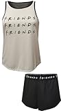 Richard Leeds Womens Friends the TV Series Logo Shortie Pajama (X-Large) Beige