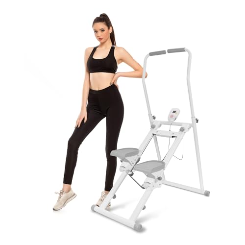 Stepper Vertical Plegable para Gimnasio en Casa Máquina de Cardio con Simulación de Escaleras Ajustable Máquina de Subir escaleras Entrenamiento Full Body y Manillar para Hombres y Mujeres