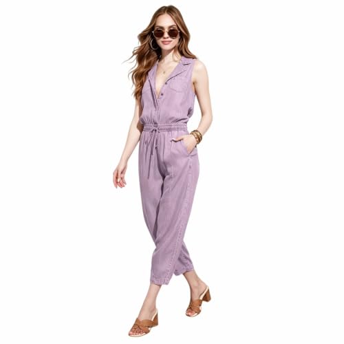 Mono vaquero para mujer en mezcla de algodón con botones y cintura elástica 3