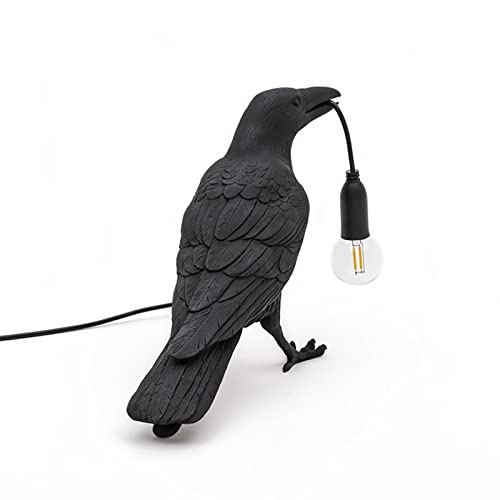 Image of Raven Bird Lamp,Vintage Resin Crow Lamp with E14 Blub, Wall Mounted Gothic Wall Sconce Night Light Fixture with Plug in Cord for Living Room Bedroom Art Deco