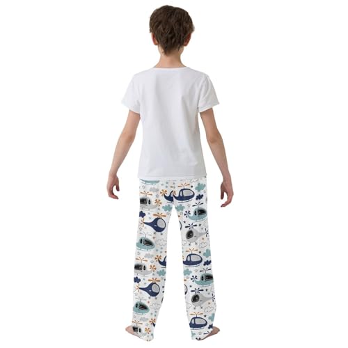 ZZXXB Aircraft Boys Long Pants Soft Trousers Elastic Waist Kids Lounge Bottoms with Pockets S-XL3