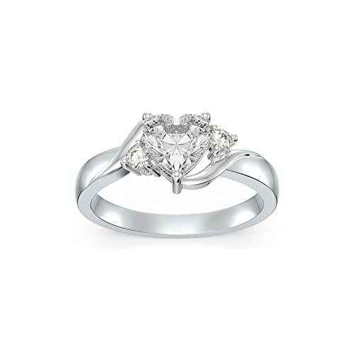 Shusukue April Birthstone Ring 925 Sterling Silver Promise Ring Heart Crystal Ring Birthday Engagement Anniversary Mother's Day Jewelry Gifts For Women Girls Size 6 #TOP22