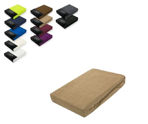 Sábana bajera de rizo, con goma en el borde, disponible en diferentes tamaños y colores, algodón rizado, arena, 140 - 160 x 200 cm