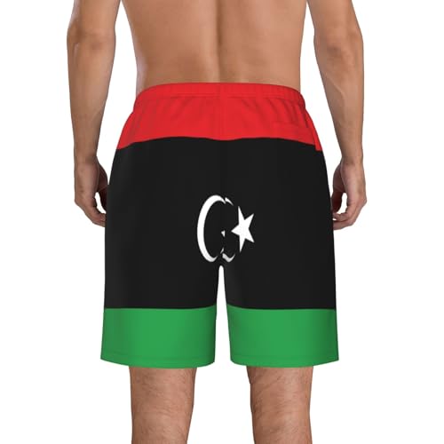 Libyan Flag Men's Beach Pants-Quick-Dry & Comfortable Mens Beach Shorts for Men, Perfect for Surfing and Everyday Wear White3