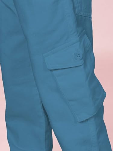 Image of KiddoPanti Boys Cargo Pants | 100% Cotton Twill | Comfortable Regular Fit | Elastic Waistband & Zip Fly | 6 Pocket Lower for Kids | Full-Length Casual Wear