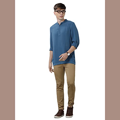 Image of Identiti Men Solid Slim Fit 100% Viscose Casual Shirt /Kurta for Men