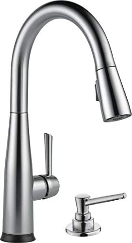DELTA Faucet Essa Single-Handle Touch Kitchen Faucet with Pull Down Sprayer, Kitchen Sink Faucet with Kitchen Soap Dispenser, Touch2O, Magnetic Docking Spray Head, Arctic Stainless