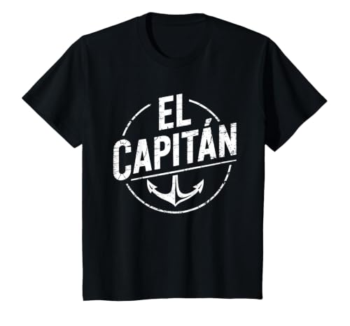El Capitan Shirt Men Women Anchor Boat Captain Funny Boating T-Shirt, Youth, Black, Small