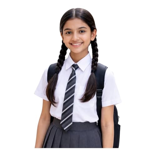 Image of HOUSE OF WHITE & BLACK | School Uniform Half Sleeve White Shirt | Formal Uniform Shirts for Girls | Kids School Wear | Readymade Stitched Shirt for Students