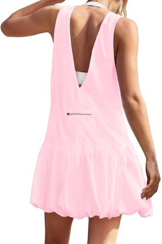 Panadila Womens Bubble Tennis Dress with Shorts Workout Athletic Dress Golf Outfits Backless Casual Activewear with Pockets3
