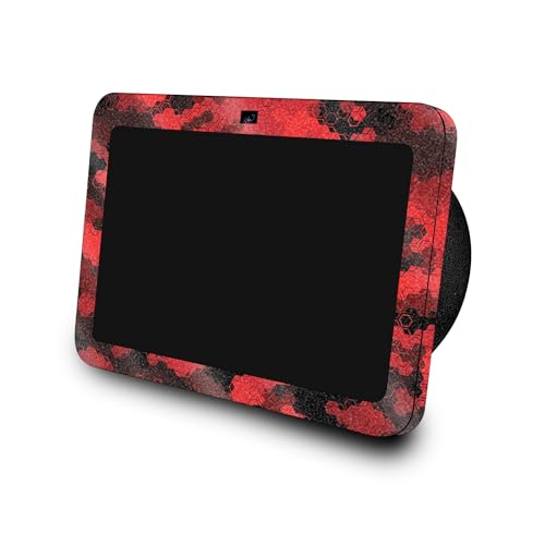 Image of Glossy Glitter Skin Compatible with Amazon Echo Show 8 (3rd Gen, 2023) - Red Hexa Camo - Premium 3M Vinyl Protective Wrap Decal Cover - Easy to Apply | Crafted in The USA by MightySkins