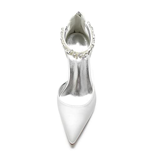 Hyinlays Women Closed Toe High Heels Stiletto Pointed Toe Ankle Strap Crystal Wedding Party Formal Dress Pumps Shoes3