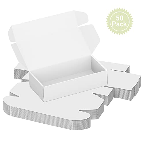 Image of 50 Pack 4 inchx8 inchx2 inch Shipping Boxes, Corrugated Cardboard Small Box Mailer, Shipping Boxes for Small Business for Gift Packing- TONESPAC (4 inchx8 inchx2 inch, White)