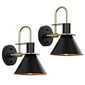 WILON Gold and Black Wall Sconces Set of Two, Modern Farmhouse Wall Light Fixture, Industrial Indoor Wall Lamp for Bathroom Kitchen Sink Bedroom Living Room Bedside Hallway