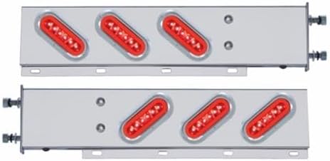 United Pacific 63784 Light Bar, Rear, Glo Light, Stainless Steel, Spring Loaded, with 3.75" Bolt Pattern, Stop/Turn/Tail Light, Red LED and Lens, with Chrome Bezels and Visors, 22 LED Per Light