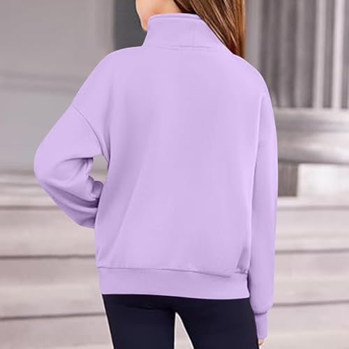 Sweatshirt for Teen Girls Half Zip Long Sleeve Pullover Sweater Loose Fit Casual Cute Fall Winter Clothes with Pocket4