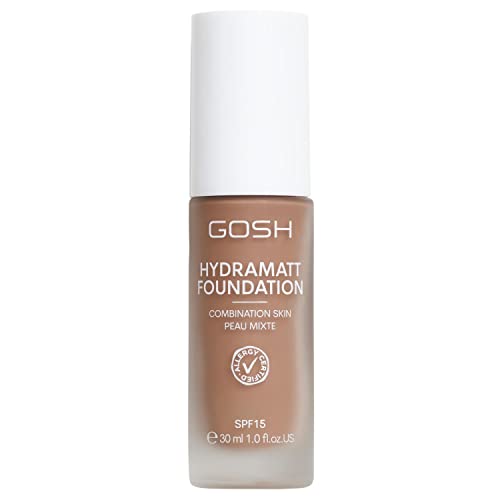 GOSH Foundation with SPF 15 for Light and Dark Skin Vegan, Matte Makeup for Dry Sensitive and Oily Skin