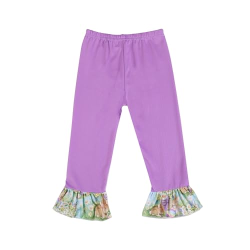 Image of nebljgo Toddler Girl Bunny Clothing Sets Spring Summer T-Shirt Leggings Pants Outfit 3-8Y