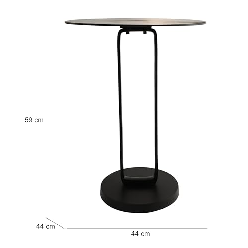 Image of Decor de Maison Brings Handcrafted Irwin'S Obsidian Table in Metal | Bed & Sofa Side Tables |End Table for Living Room, Bedroom, Office, Home Decor, Coffee Table (24 in Height) (Full Black)