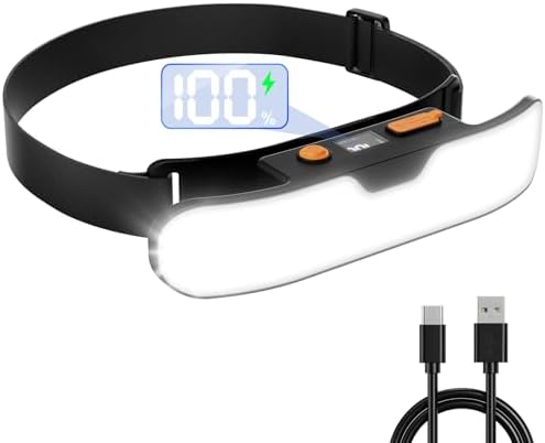 Mohard Stirnlampe LED Wiederaufladbar, 230° Weitwinkel Stirnlampe | Digitaler Leistungsanzeige, 90° Verstellbar & IPX5 Wasserdicht Kopflampe für Reparieren, Camping, Angeln Laterne