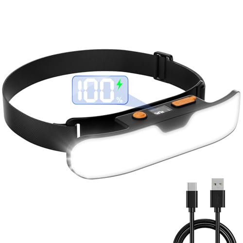 Mohard Torcia Frontale LED Ricaricabile, [Fascio Ampio 230° & Display Digitale] Lampada Frontale Potente 90° Regolabile, Portatile Torcia da Testa IPX5 Accessori Torce Campeggio/Trekking/Corsa/Pesca