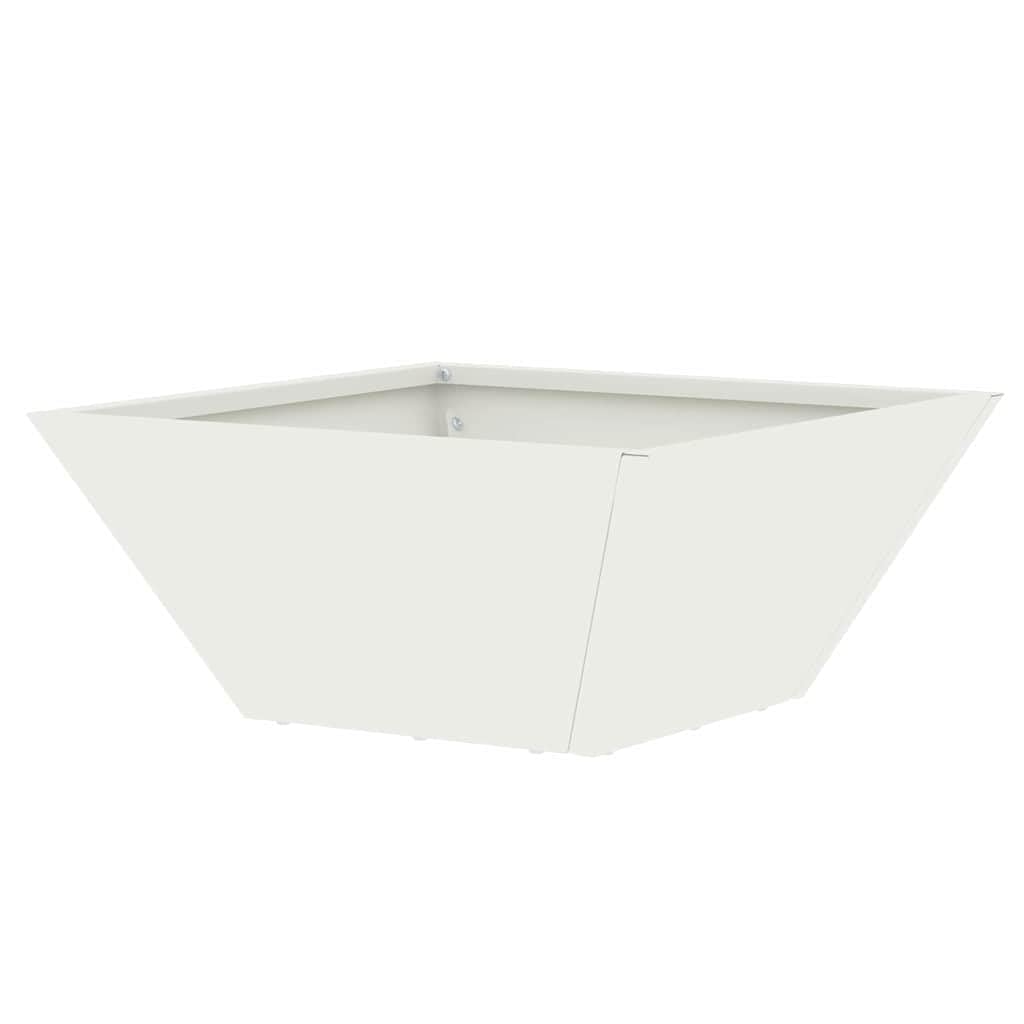 Doniczka ogrodowa Biała 35x35x15 cm Stal zimnogięta Nowoczesna metalowa donica trapezowa na taras i ogród trwała minimalistyczna