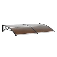 VEVOR Vordach für Eingangstür, 97 x 200 cm, Markise für Außentür, aus Polycarbonat, braun, Fenstervordach UPF 50+, Halterung aus strapazierfähigem ABS-Kunststoff, Schutz vor UV-Strahlen, Regen, Schnee