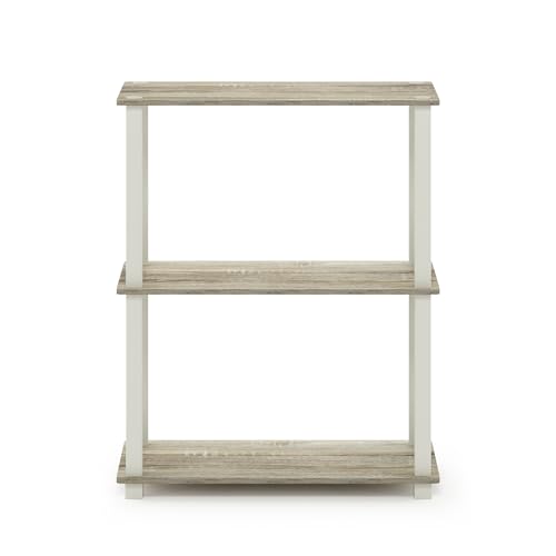 Image of Furinno TURN-S-TUBE Storage Shelves, 3-Tier Book Shelf, Corner Shelf, Toolless Open Shelves, for Organization and Storage, Living Room, Garage, Home Office, Sonoma Oak